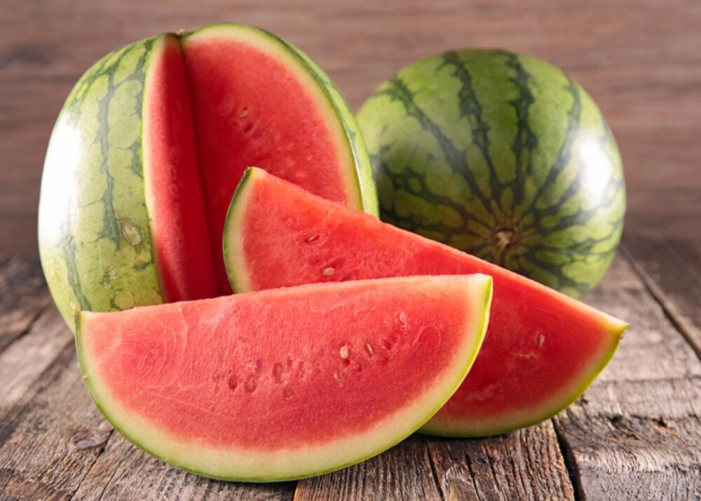 Watermelon is a flowering plant species of the Cucurbitaceae family. A scrambling and trailing vine-like plant, it was originally domesticated in Africa. It is a highly cultivated fruit worldwide, with more than 1,000 varieties.